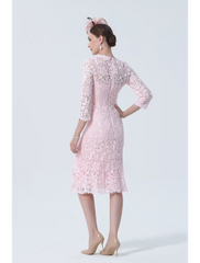 Mother of the Bride Dress Plus Size V Neck Knee Length Lace