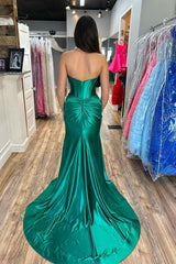 Sweetheart Satin Mermaid Long Prom Dress Off Shoulder Sexy