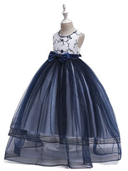 Daida Princess Jewel Sleeveless Flower Girl Dress with Bow and Tulle