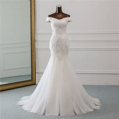 Dasida Gorgeous Off-the-shoulder Mermaid Long Wedding Dress with Tulle Lace