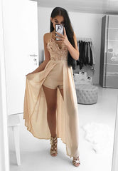 Stylish Chiffon Sequins Long Prom Dresses, V-Neck Evening Party Dress
