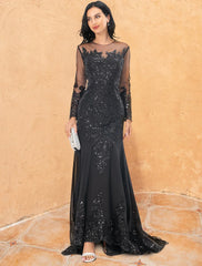 Evening Gown Elegant Dress Formal Long Sleeve Lace Beading Embroidery