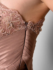 Mermaid / Trumpet Mother of the Bride Dress Floral One Shoulder Sweep / Brush Train Lace Taffeta Sleeveless with Flower