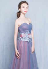 A-Line Tulle Lace Long Prom Dresses, Evening Dresses
