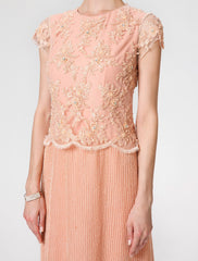 Aimishang Sheath / Column Mother of the Bride Dress Formal Vintage Inspired Jewel Neck Ankle Length Chiffon Beaded Lace Short Sleeve No with Lace Beading