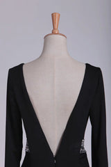Sleeves V Neck Sexy Open Back Long Beading Mother Of The Bride Dresses