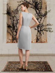 Two Piece Mother of the Bride Dress Church Elegant Square Neck Knee Length Chiffon Lace Sleeveless Wrap Included with Ruffles Appliques