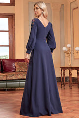 A-Line Long Sleeves Mother of the Bride Dress with Beading