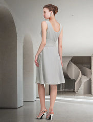 Aimishang  Two Piece A-Line Mother of the Bride Dress Church Elegant Jewel Neck Knee Length Chiffon Sleeveless with Pleats Ruched