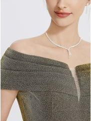 A-Line Evening Gown Elegant Dress Formal Sweep / Brush Train Sleeveless Sweetheart Charmeuse with Glitter Slit
