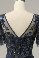 A-line Appliques Sequin Mother of Bride Dress