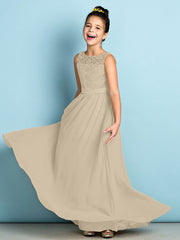 Elegant A-Line Floor Length Lace Junior Bridesmaid Dress