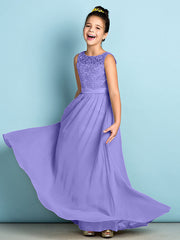 Elegant A-Line Floor Length Lace Junior Bridesmaid Dress