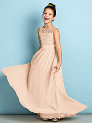 Elegant A-Line Floor Length Lace Junior Bridesmaid Dress