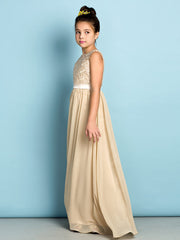 Elegant A-Line Floor Length Lace Junior Bridesmaid Dress