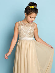 Elegant A-Line Floor Length Lace Junior Bridesmaid Dress