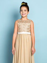 Elegant A-Line Floor Length Lace Junior Bridesmaid Dress