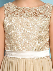 Elegant A-Line Floor Length Lace Junior Bridesmaid Dress