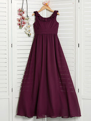 Elegant A-Line Jewel Neck Chiffon Flower Girl Dress With Ruffles Ruching