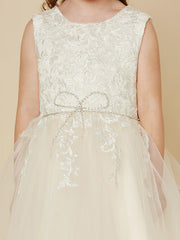Elegant A-Line Knee Length Dress with Beading and Appliques