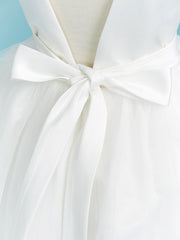 Elegant Ball Gown Crew Neck Floor Length Lace Tulle Flower Girl Dress With Sash Ribbon Pleats Beading