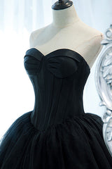 Elegant Black Sweetheart Long Evening Dress Ball Gown with Sleeveless