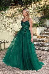 Elegant Dark Green A-Line Spaghetti Straps Prom Dresses with Split