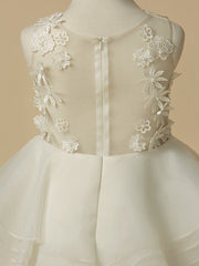 Elegant Flower Girl Dress - Lace Organza Sleeveless Scoop Neck A-Line Knee Length