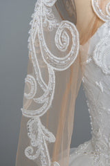 Elegant Long Sleeve Ball Gown Wedding Dress with Lace Appliques