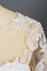 Elegant Long Sleeve Ball Gown Wedding Dress with Lace Appliques