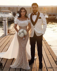 Elegant Off-the-shoulder Mermaid Bridal Gown Wedding Dresses with Lace