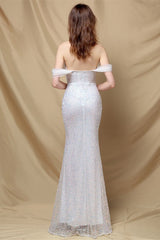 Elegant Off-The-Shoulder Sweetheart Mermaid Sequins Prom Dress