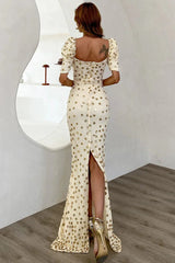 Elegant Puff Sleeve Mermaid Long Evening Party Dress
