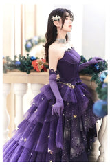 Elegant Purple Stars A-Line Prom Dress Love Elegant Purple Star Lolita