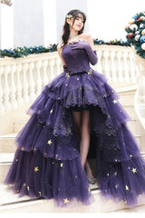 Elegant Purple Stars A-Line Prom Dress Love Elegant Purple Star Lolita