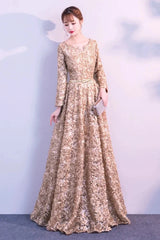 Elegant Short Or Long Sleeves Lace Evening Gowns Online Zipper Back With Belt