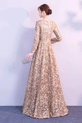 Elegant Short Or Long Sleeves Lace Evening Gowns Online Zipper Back With Belt