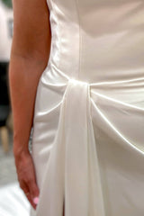 Elegant Sweetheart Backless Satin Mermaid Wedding Dress With Split Floor-length