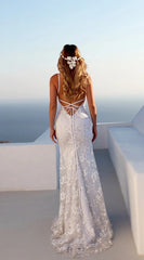 Elegant V-Neck Mermaid Prom Dress Lace Appliques Evening Party Gowns