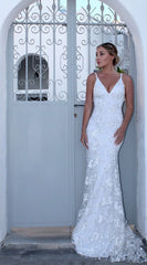 Elegant V-Neck Mermaid Prom Dress Lace Appliques Evening Party Gowns