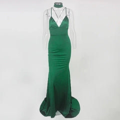 Elegant V-Neck Mermaid Prom Dresses Long Evening Gowns