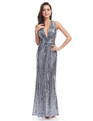 Elegant V-Neck Sleeveless Sequins Long Evening Prom Dress Online