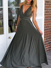 Empire Sleeveless V-Neck Floor-Length With Ruched Chiffon Dresses