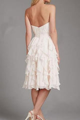 Empire Strapless Chiffon with Ruffles Knee-length Short Bridesmaid Dresses