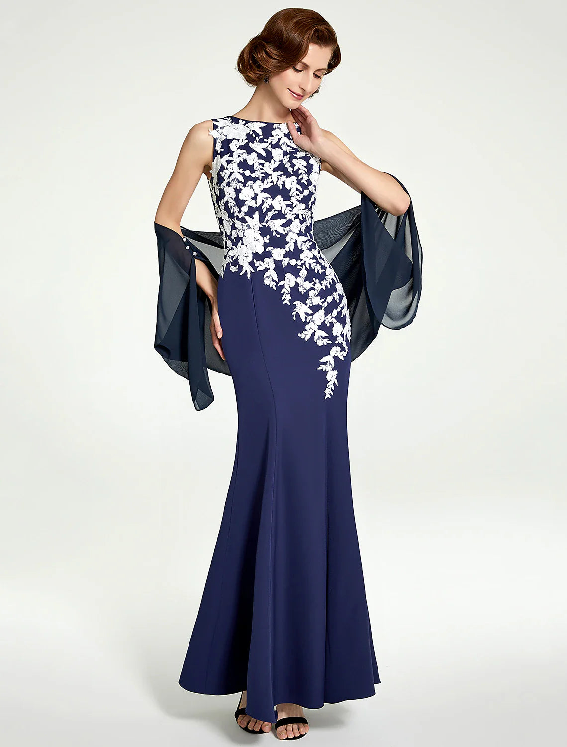 Aimishang  Mermaid / Trumpet Mother of the Bride Dress Jewel Neck Floor Length Chiffon Lace Sleeveless with Lace