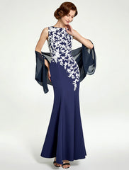 Aimishang  Mermaid / Trumpet Mother of the Bride Dress Jewel Neck Floor Length Chiffon Lace Sleeveless with Lace