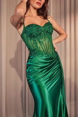 Aimishang Elegant Evening Dress Applique Fitted Satin Corset Slit Gown Prom Dresses