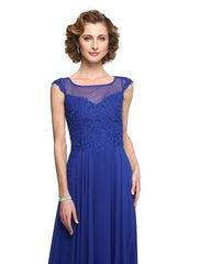 Aimishang  A-Line Mother of the Bride Dress Elegant Jewel Neck Ankle Length Chiffon Lace Sleeveless with Appliques
