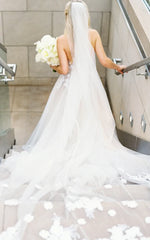 Ethereal A-Line Beach Tulle Wedding Dress With Spaghetti Straps And Open Back
