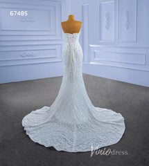 Luxury Pearl Beaded Mermaid Wedding Dresses Vintage 20s Bridal Gown 67485